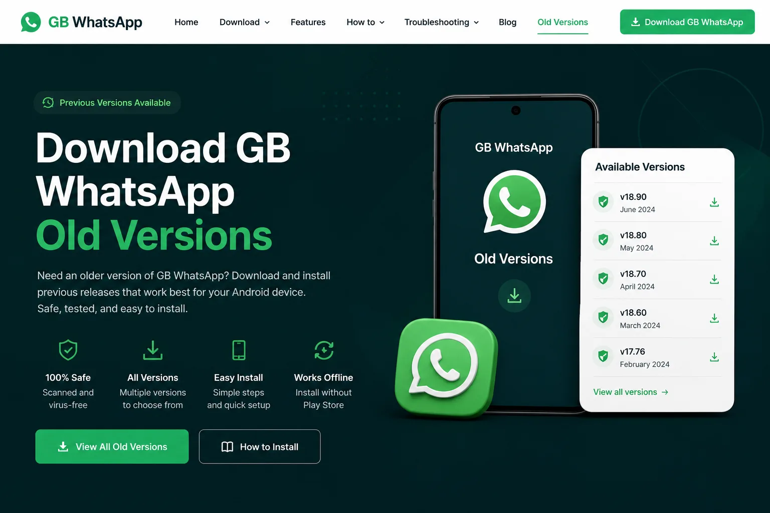 GB WhatsApp old versions archive